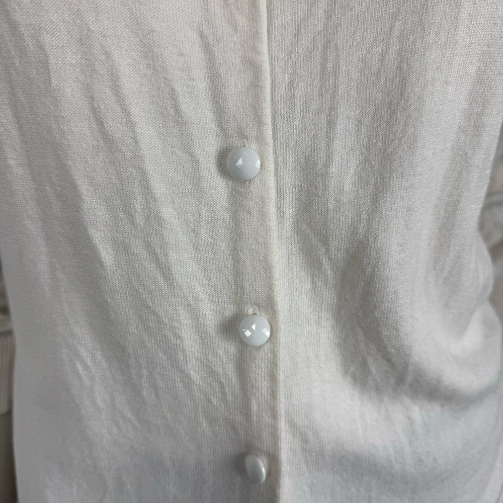 Halogen Knit Cardigan Ivory White Button Down 3/4 Long Sleeve - Picture 3 of 7